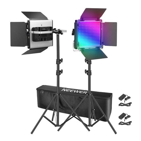 NEEWER 660 PRO RGB LED studio kit, two 50W 3200-5600K lamps + stands