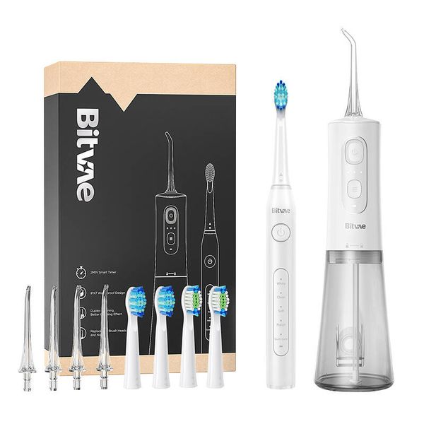 Bitvae D2+C2 Sonic Toothbrush with a Set of Tips and Water Floss (White)