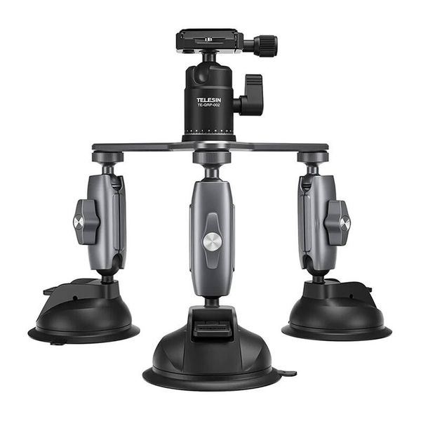 TELESIN three-arm suction holder with holder for phone and action camera